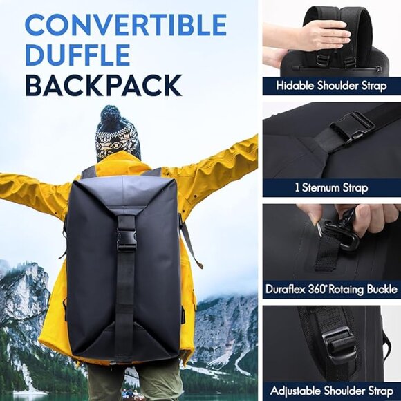 NWT! Haimont 45L Waterproof Convertible Dry Duffel Tote Bag and Backpack - Picture 3 of 15